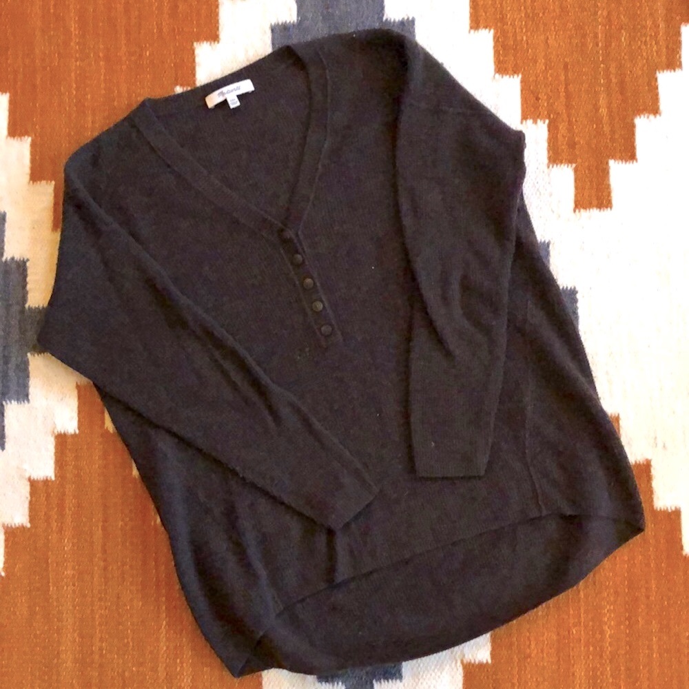 Madewell Oversized Waffle Knit Henley Sweater